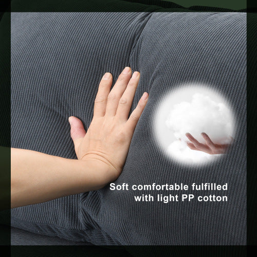 emily u shaped couch with armrest bags