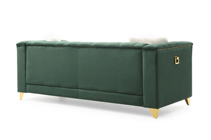 Russell Tufted Upholstery 2 Pc Set Finished in Velvet Green