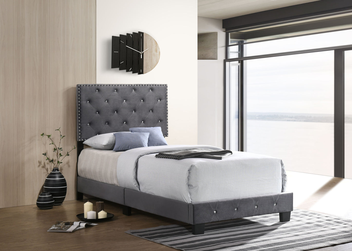 suffolk twin bed , gray