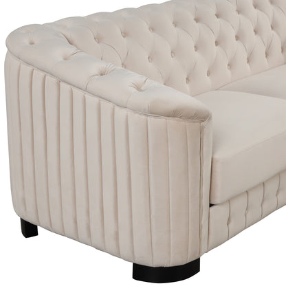 Mid Century Velvet Upholstered Sofa