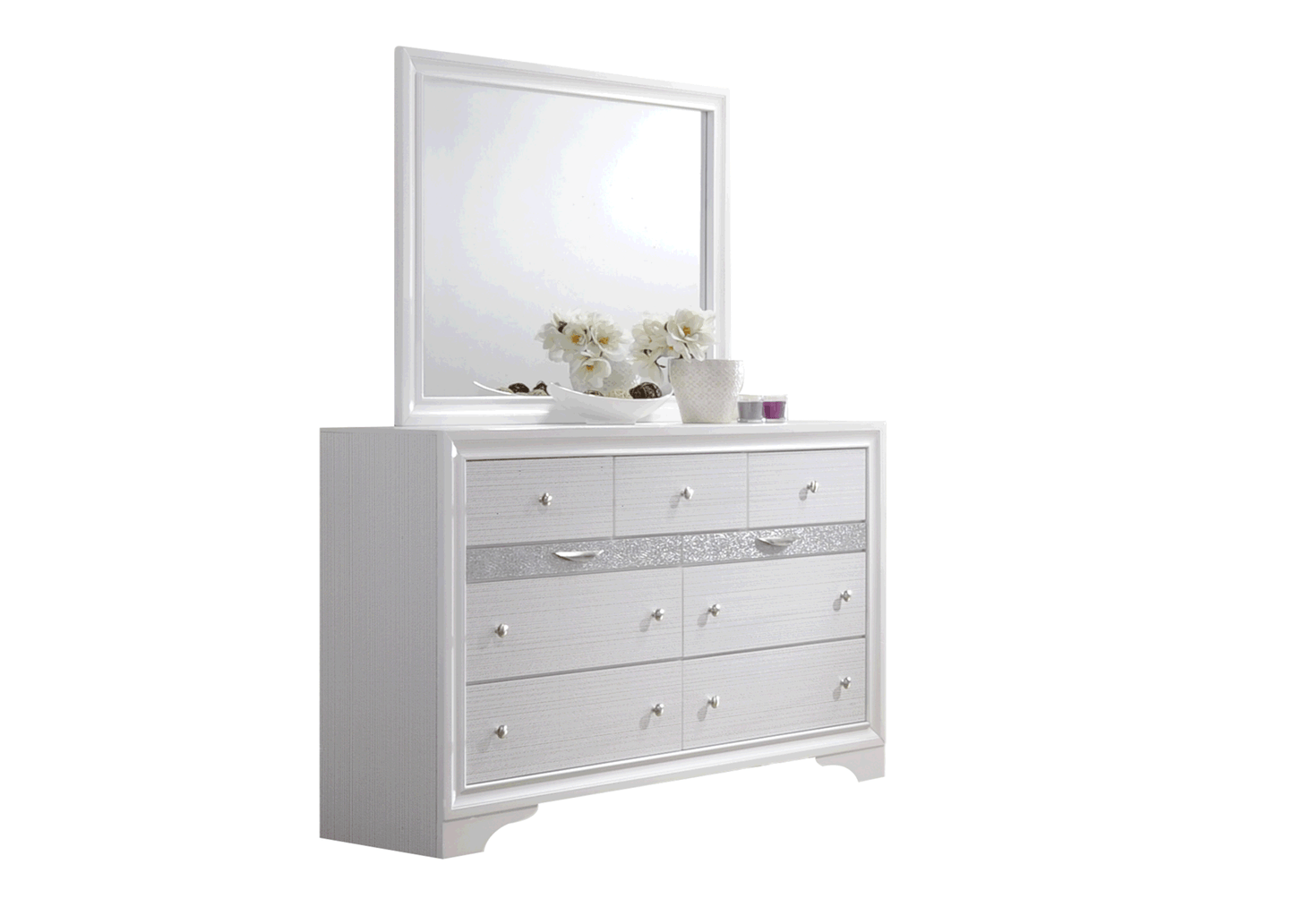 traditional matrix 7 drawer dresser in white made with wood