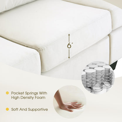 Modern L shape Sectional Sofa With USB Charging Port, Cream