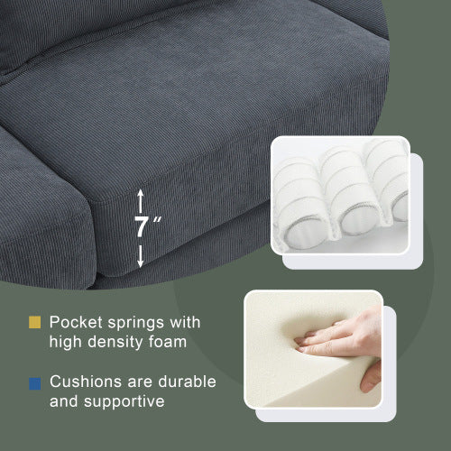 emily u shaped couch with armrest bags