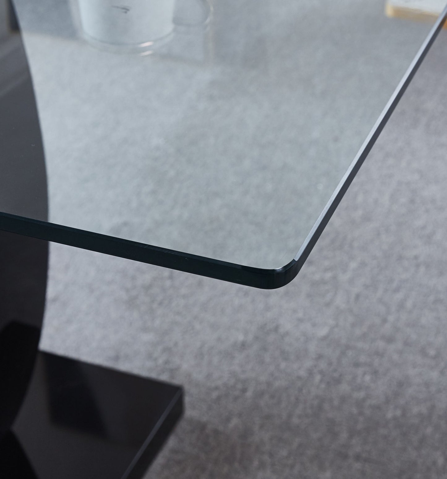 double pedestal dining table- tempered glass, black