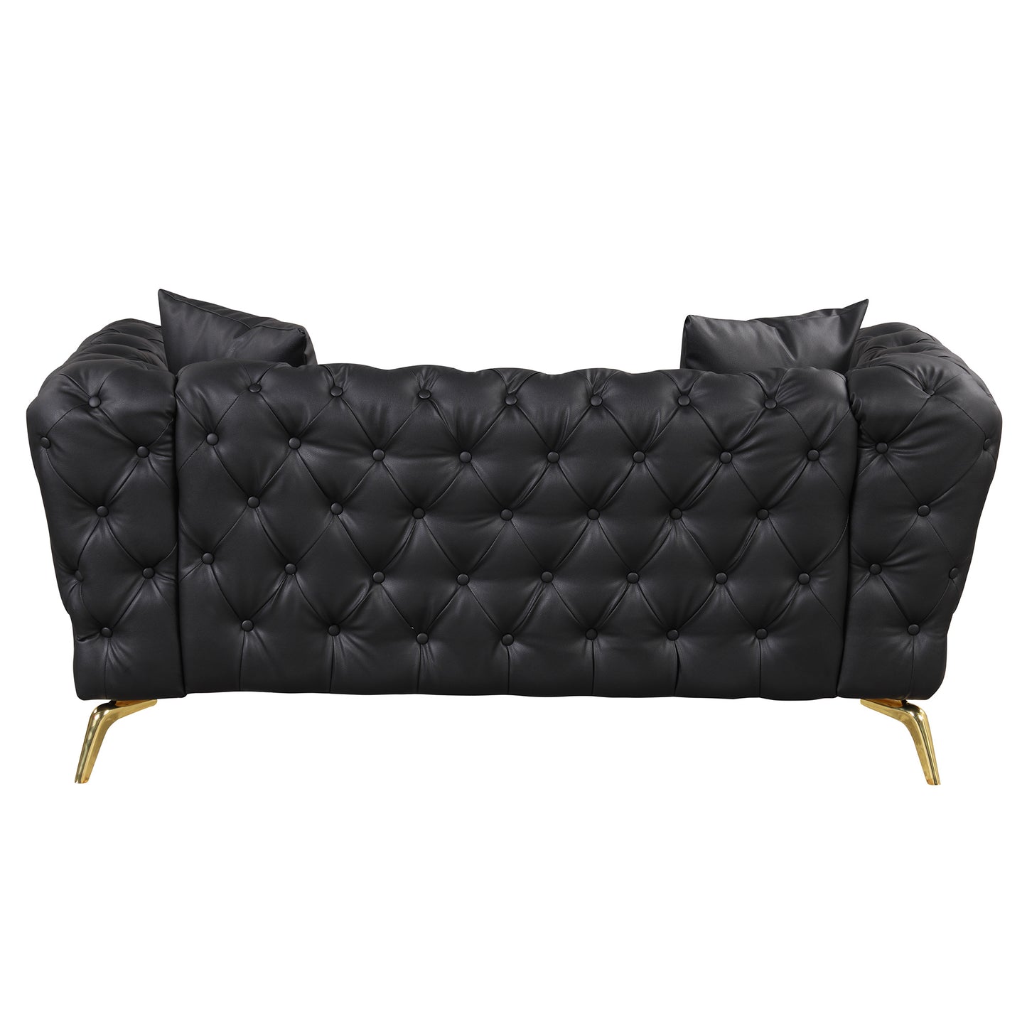 button tufted upholstered sofa, black