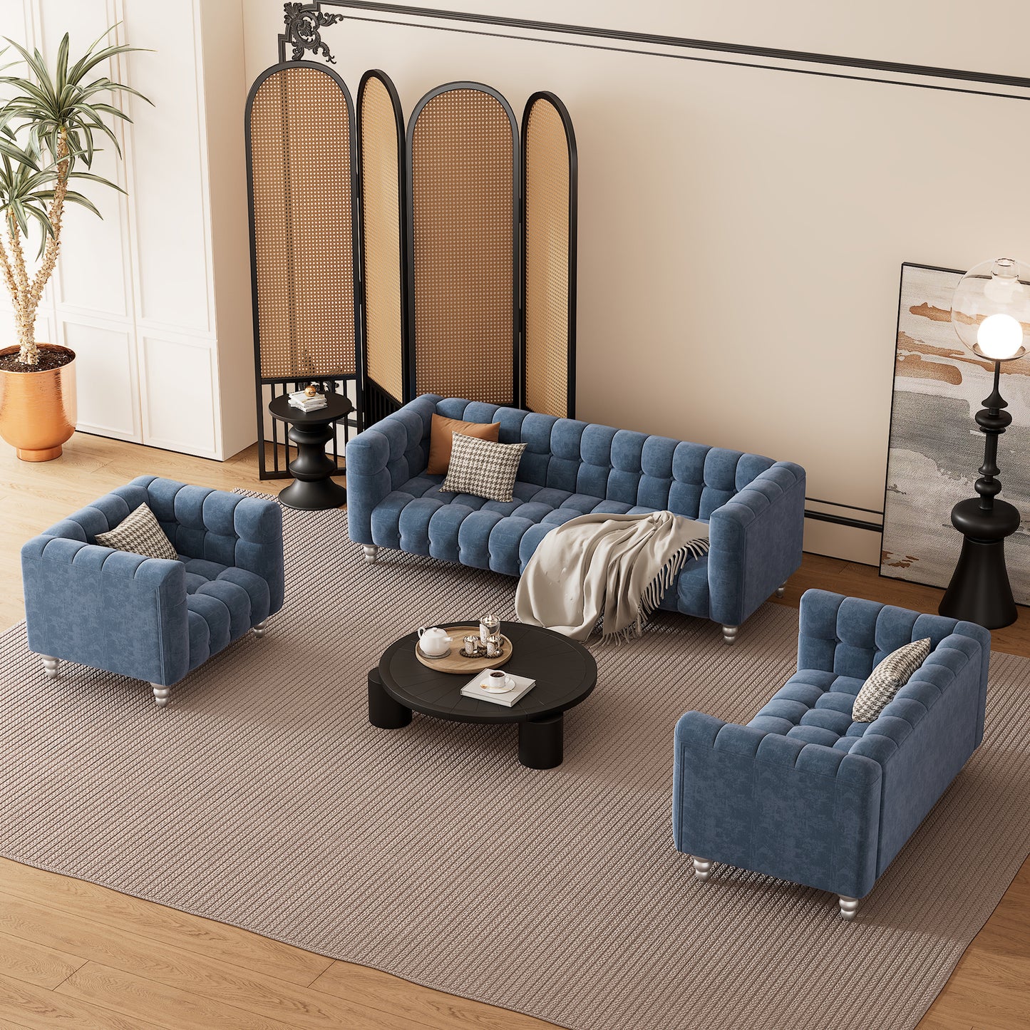 zuli 3-piece sofa set, blue