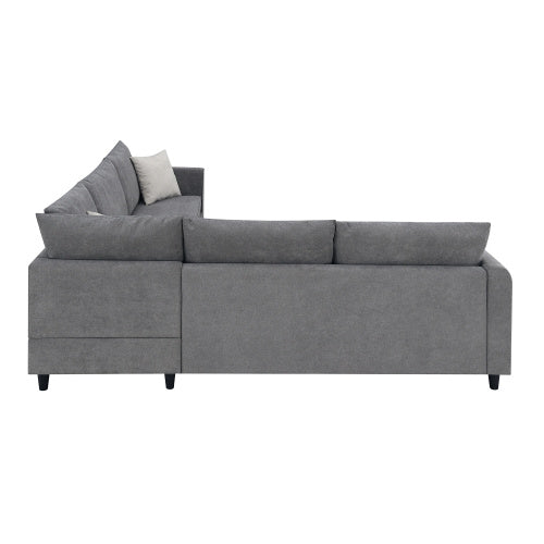 modern l shape couch with 3 pillows