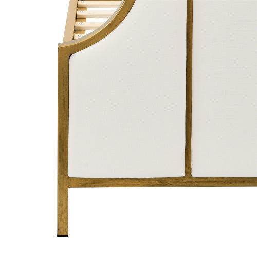 lilly upholstered platform bed & high headboard with wood slat support, velvet white