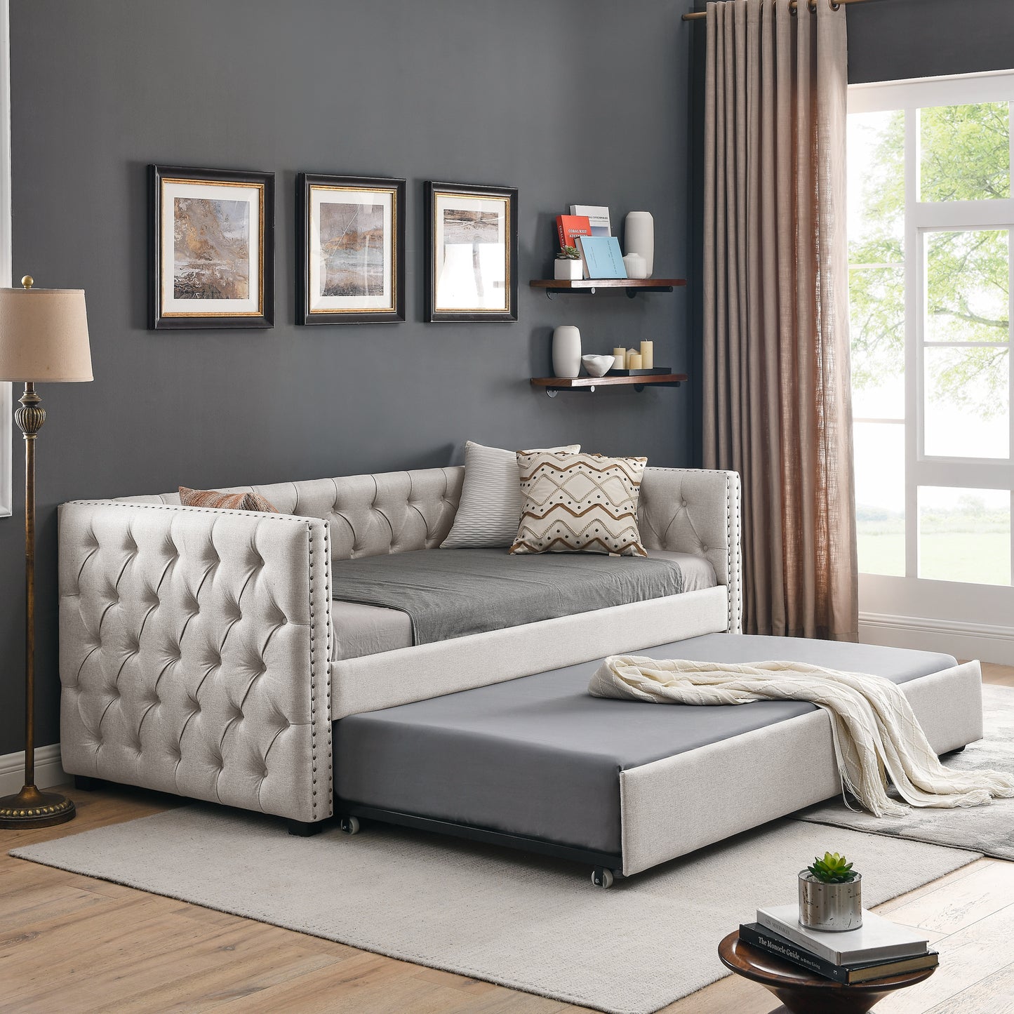 daybed with trundle upholstered tufted sofa bed
