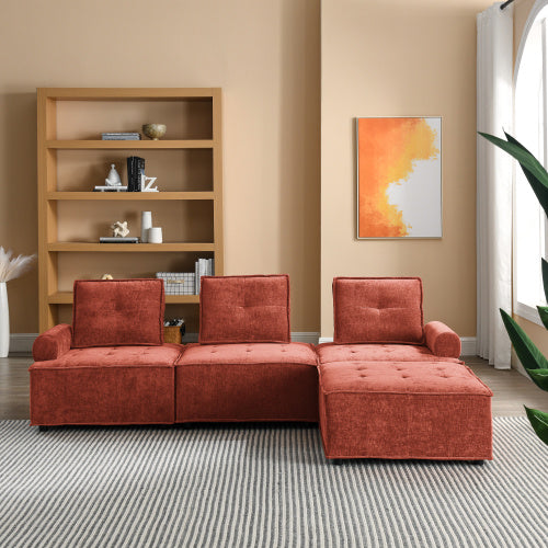 chenille l-shape modular sectional sofa