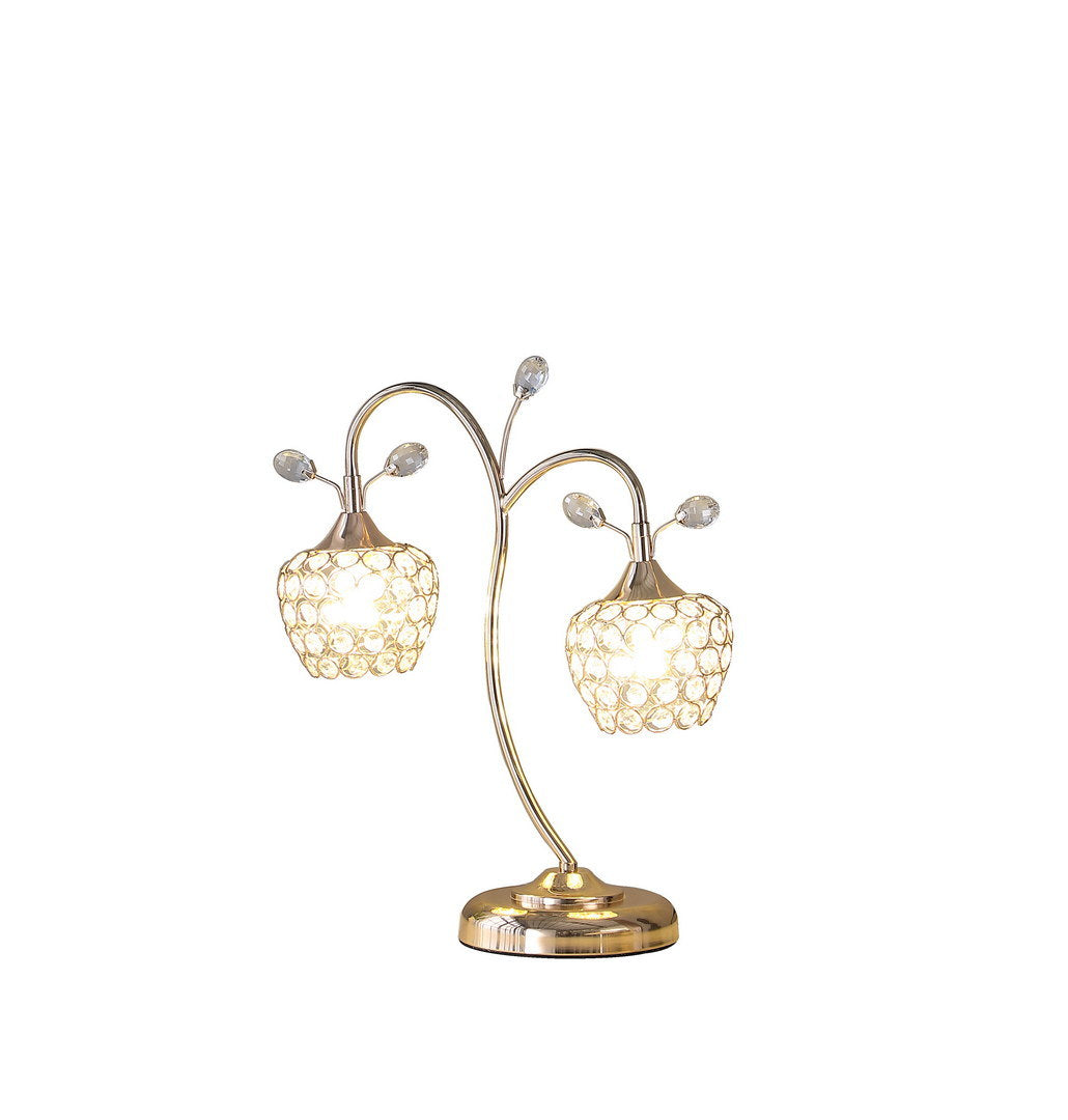 17.25" rose gold 2-floral bell glam metal table lamp