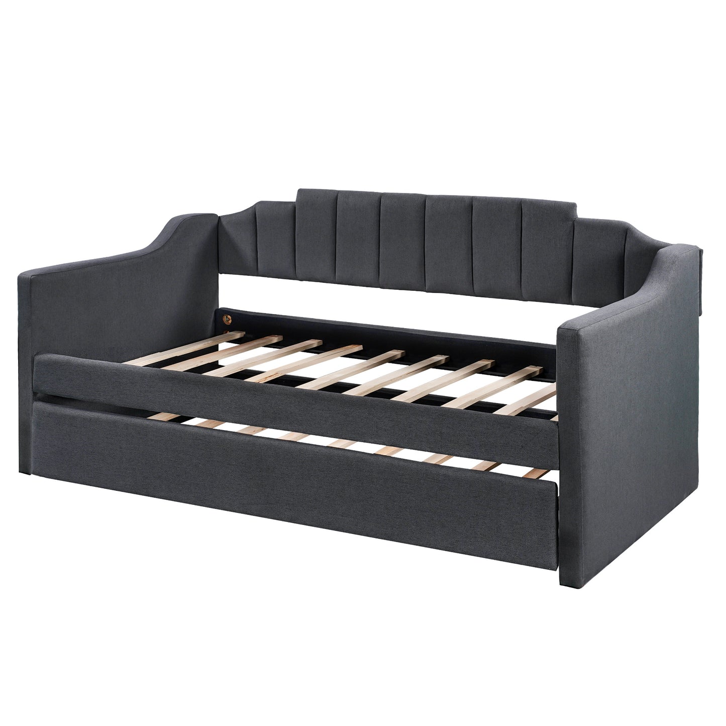 upholstered twin daybed with trundle,black