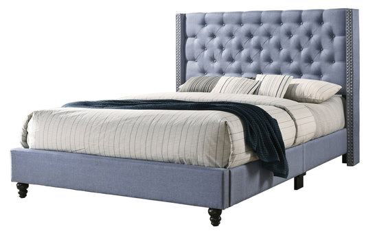Julie Queen Upholstered Bed , BLUE