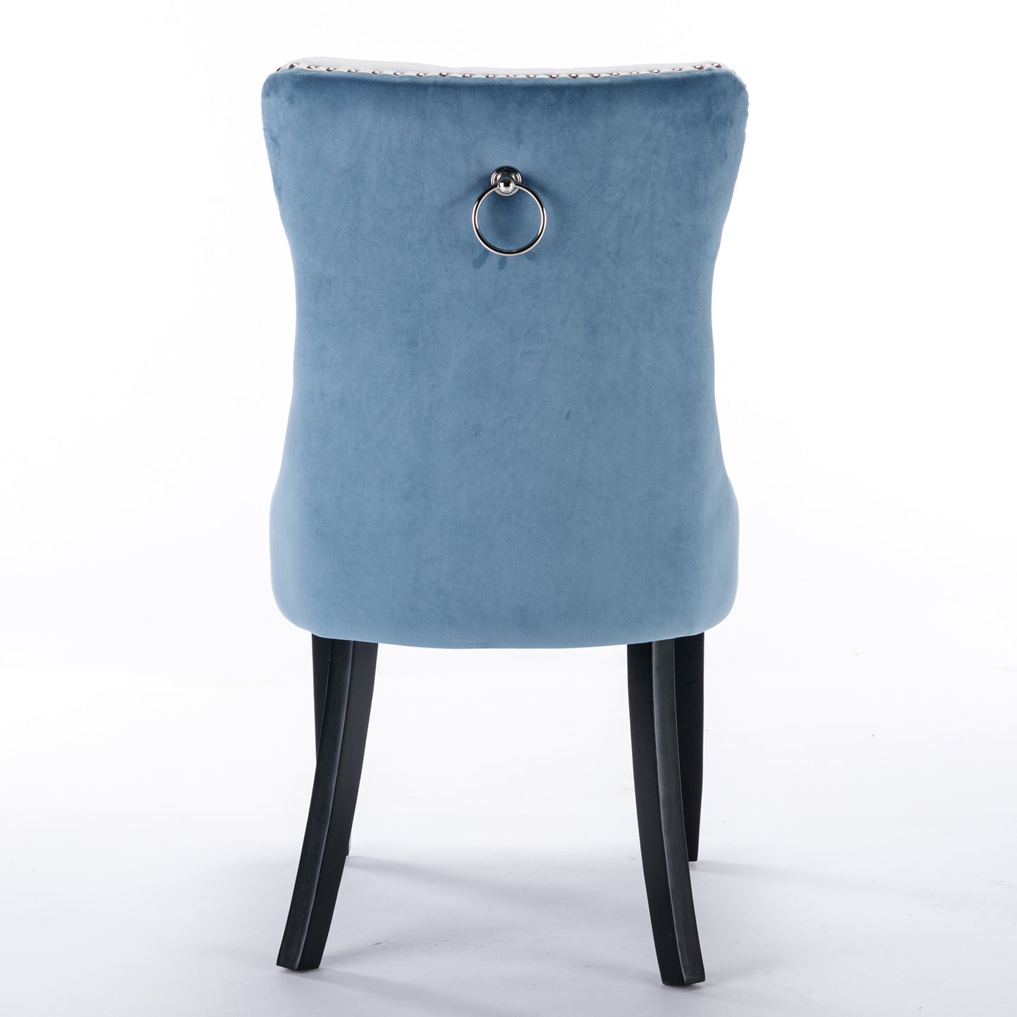 nikki collection modern high-end tufted dining chairs 2-pcs set, white+light blue