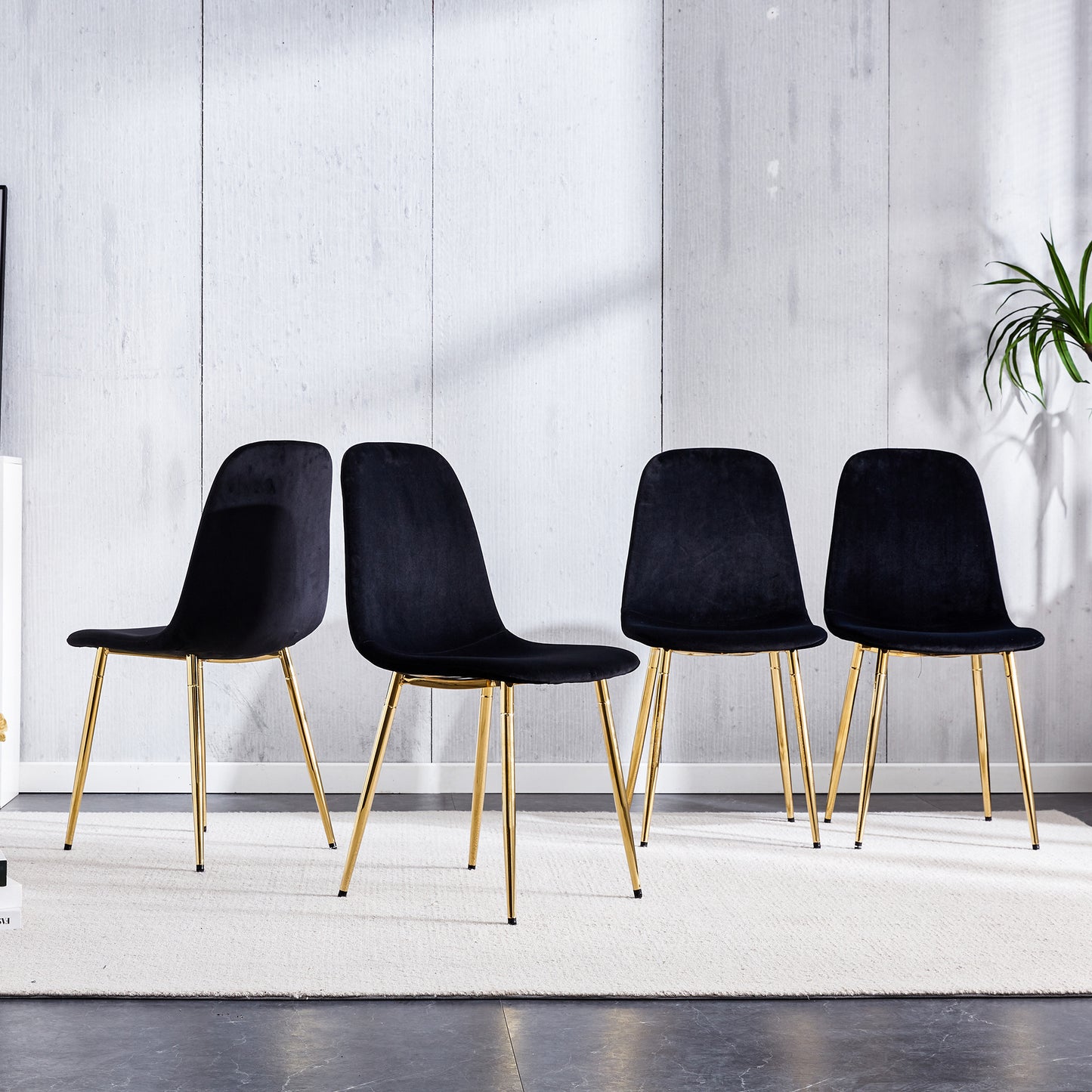 zara dining chairs set of 4, soft velvet black