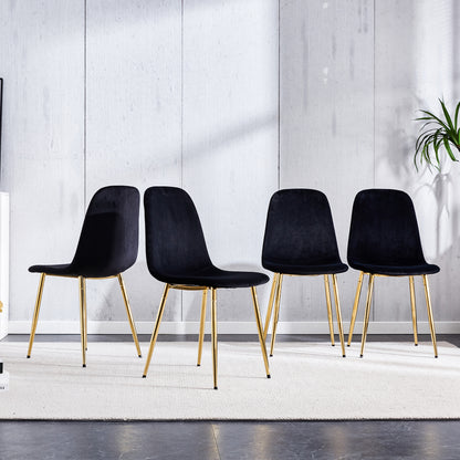 Zara Dining Chairs Set of 4, Soft Velvet Black