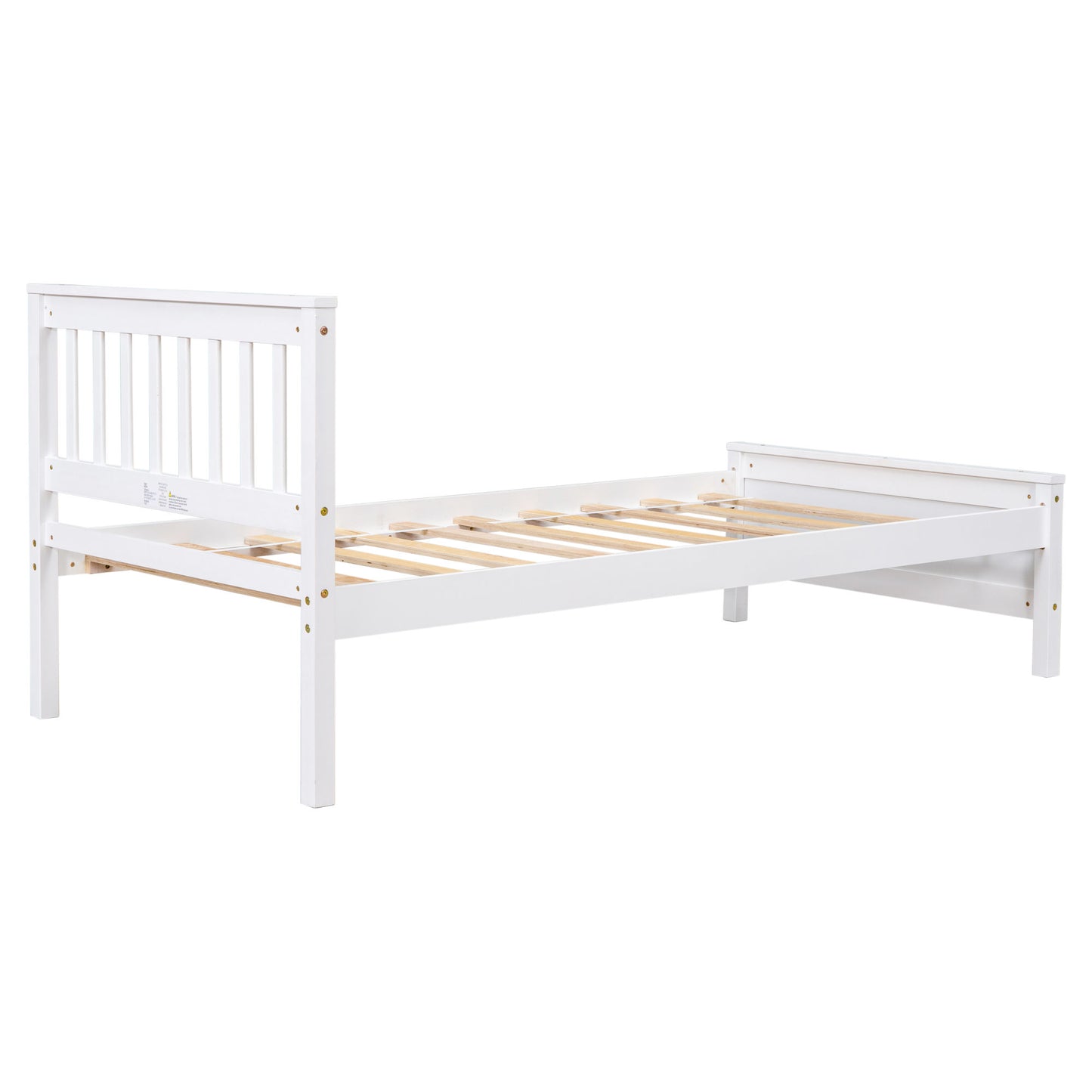 twin bed with headboard & nightstand, white