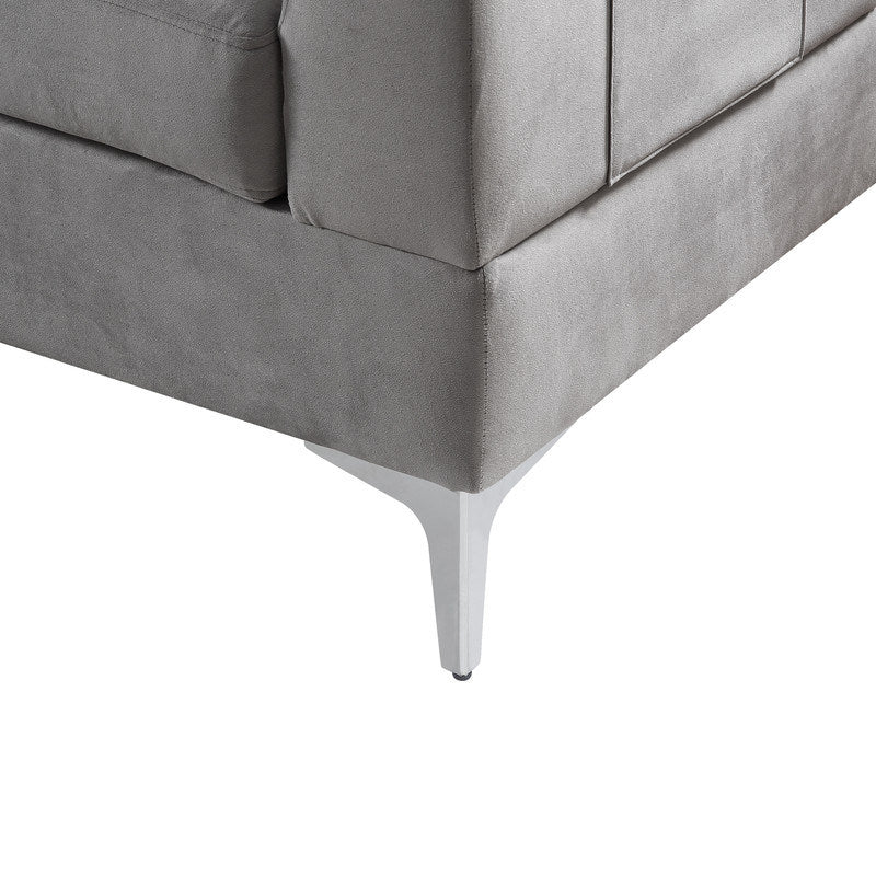 chloe sectional sofa chaise with usb charging port, grey