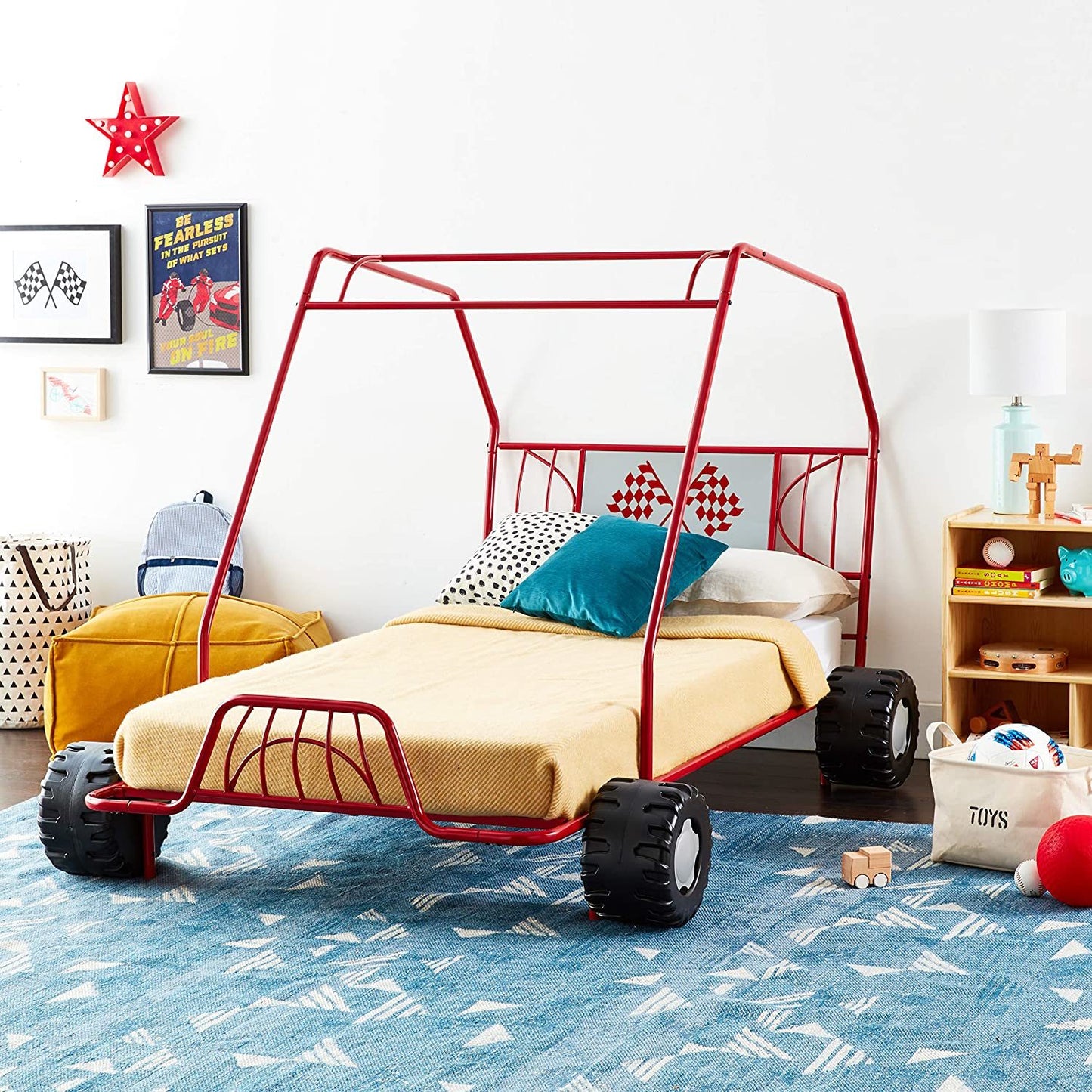 acme xander twin bed in red go kart