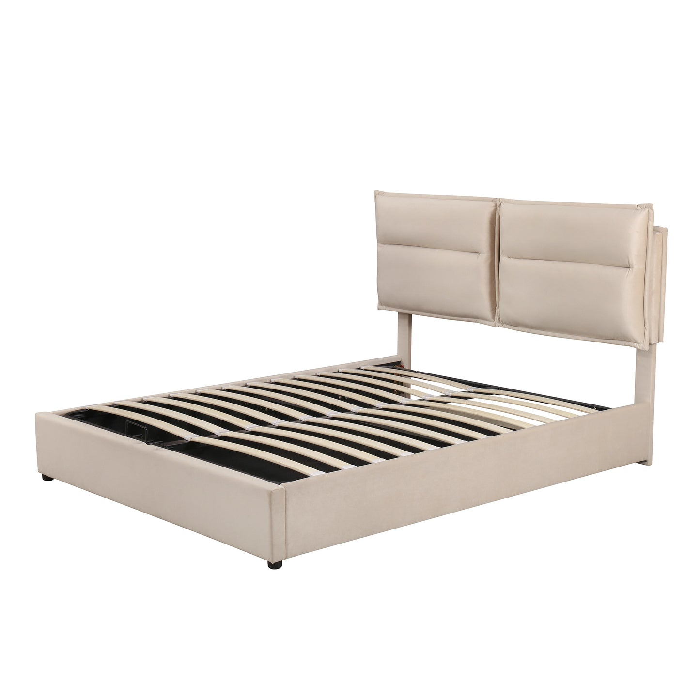 upholstered platform bed with a hydraulic storage system