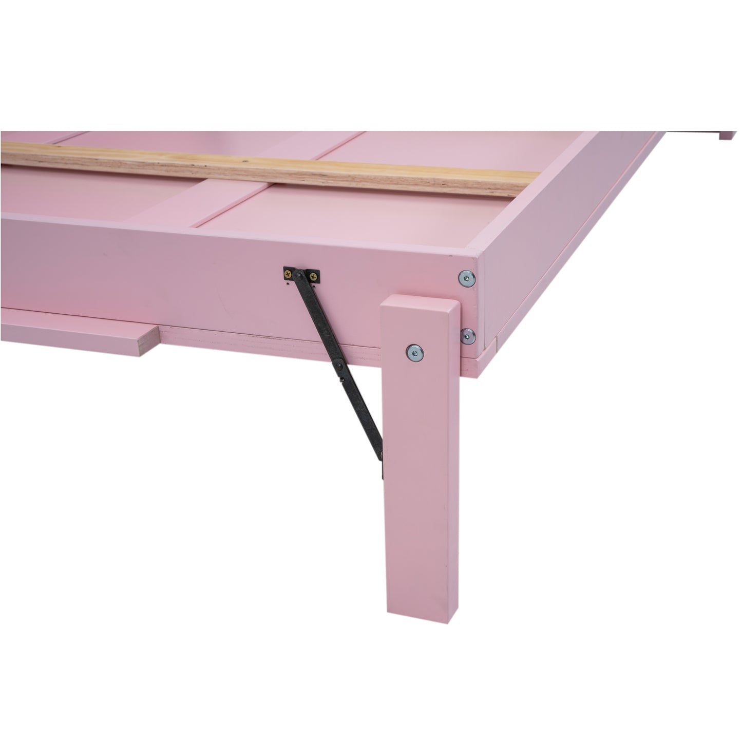 house murphy bed with usb, storage shelves and blackboard, pink+white