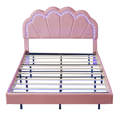 Smart LED Bed Frame with Elegant Flowers Headboard