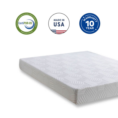 Cal King 10 Inch Gel Memory Foam Mattress, White, Bed in a Box, Green Tea and Cooling Gel Infused, CertiPUR-US Certified