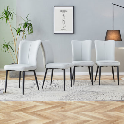 Modern Leather Dining Chairs Set of 4 Chairs, White