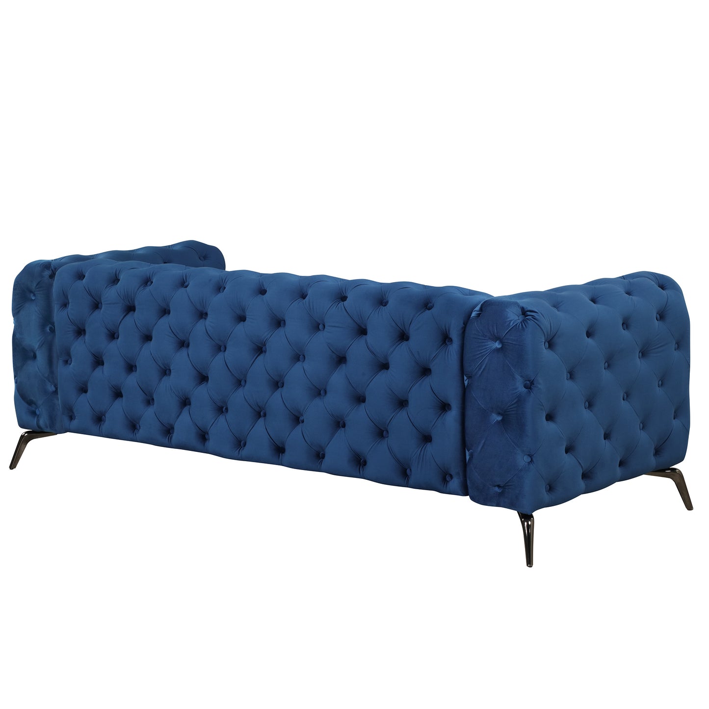 sara velvet upholstered sofa blue