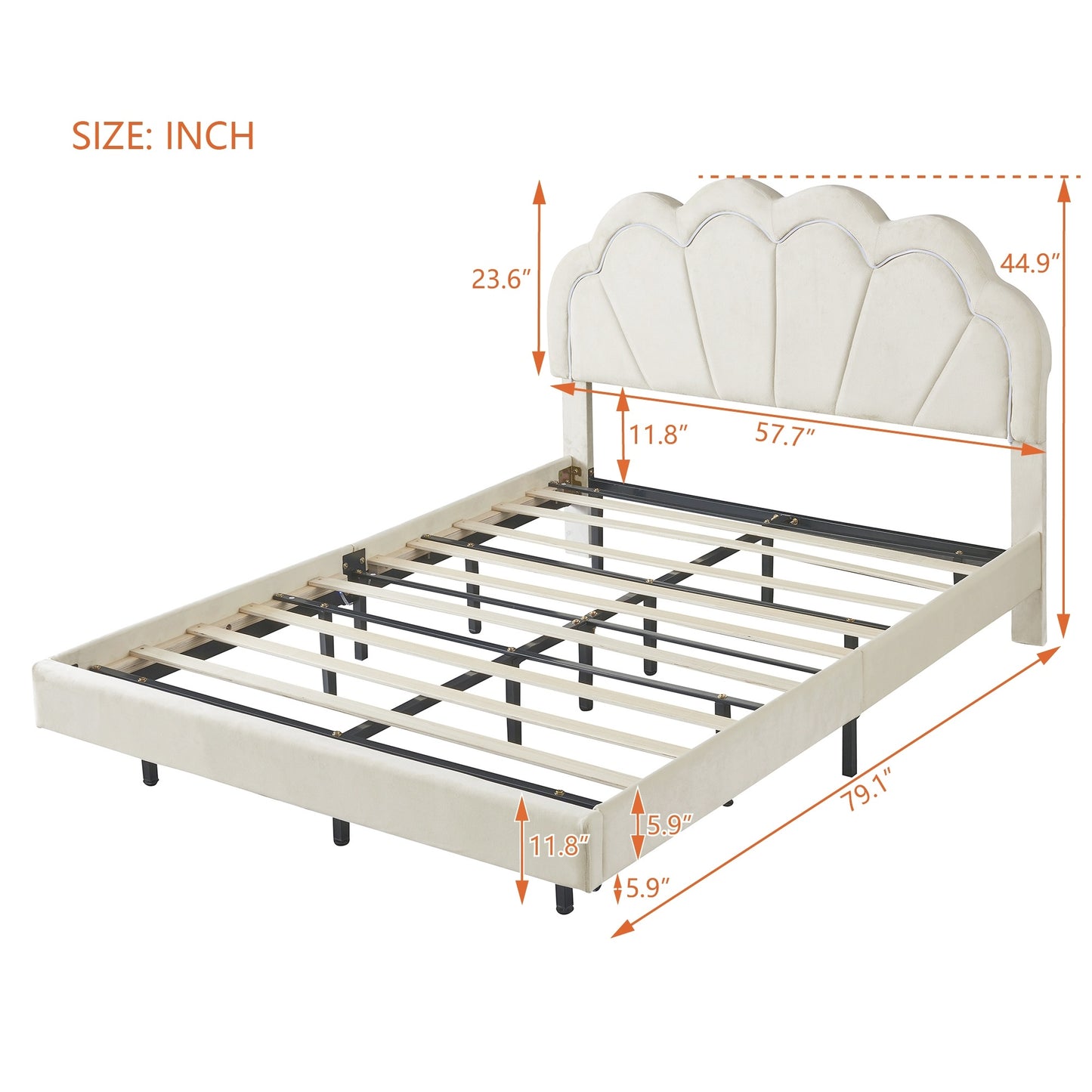 smart led bed frame with elegant flowers headboard