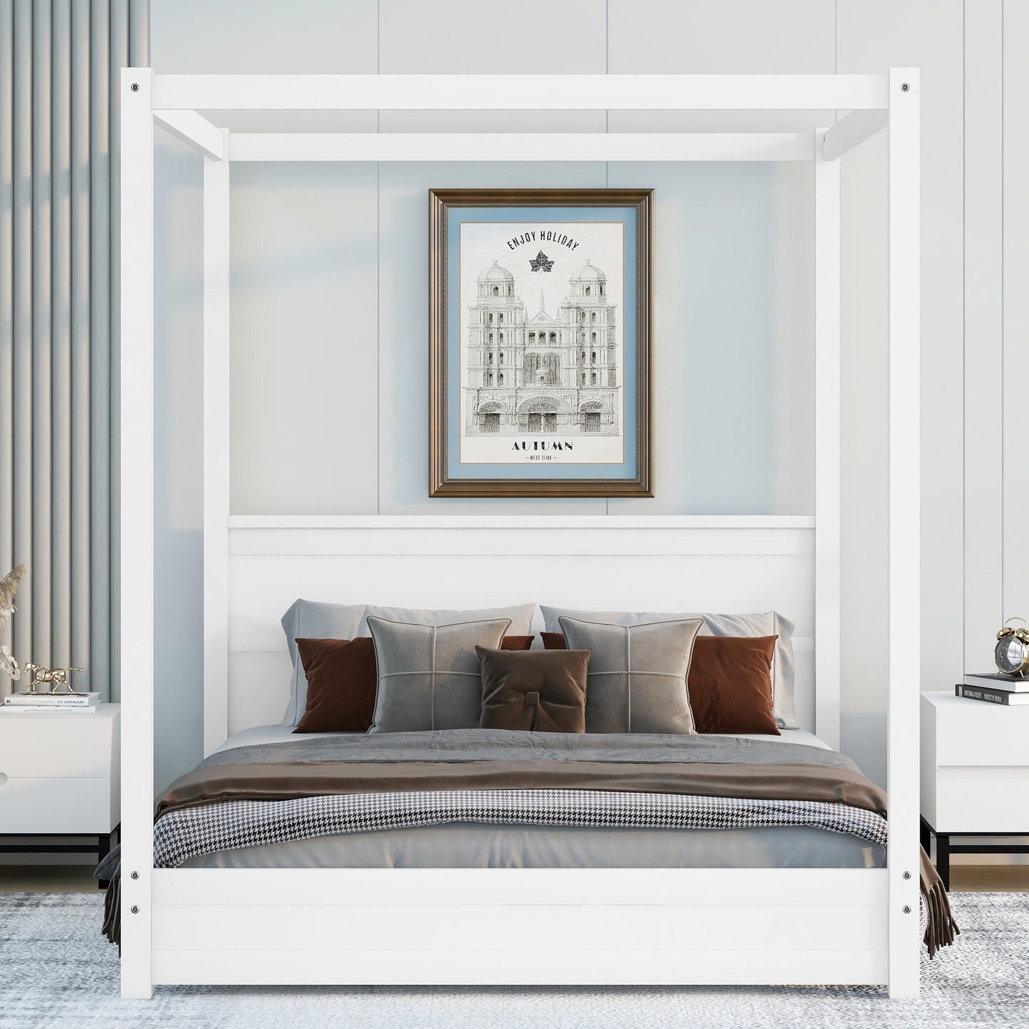 modern canopy platform bed with headboard