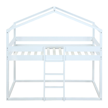 Twin Over Twin Bunk Bed Wood Bed with Tent