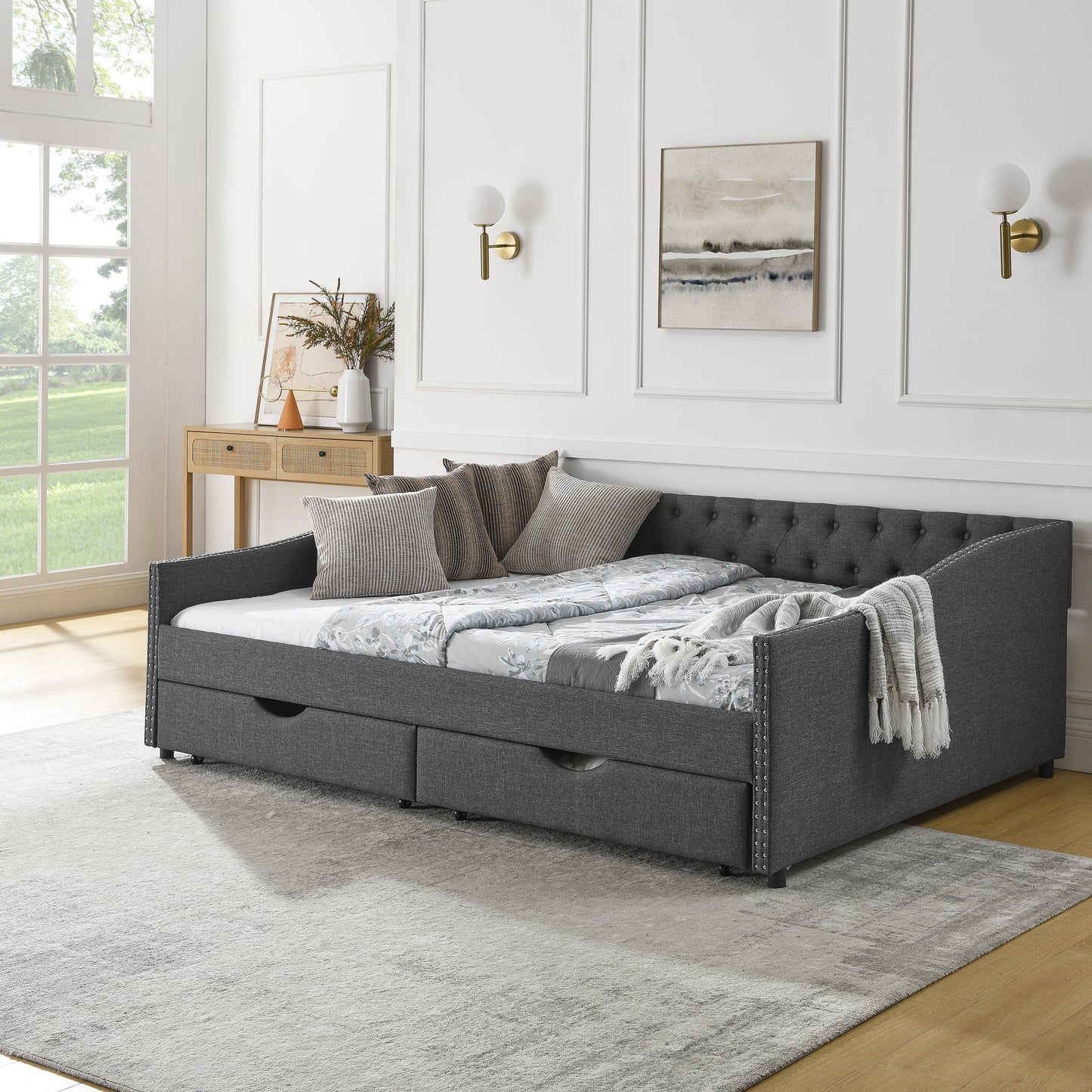 morgan upholstered daybed/sofa bed with drawers