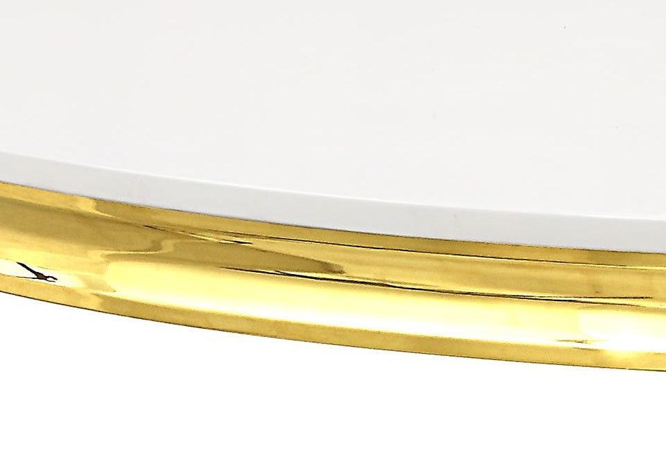 acme fallon dining table, faux marble top & mirrored gold finish