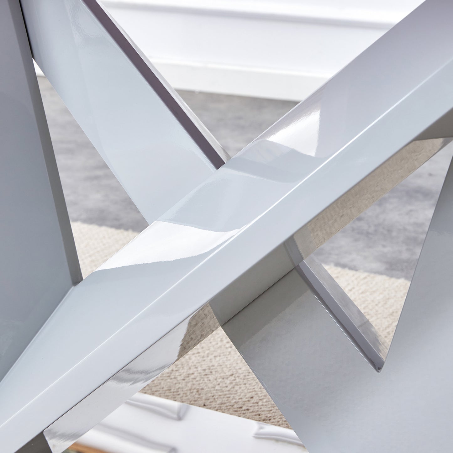 mdf faux marble dining table with white double v-shaped support