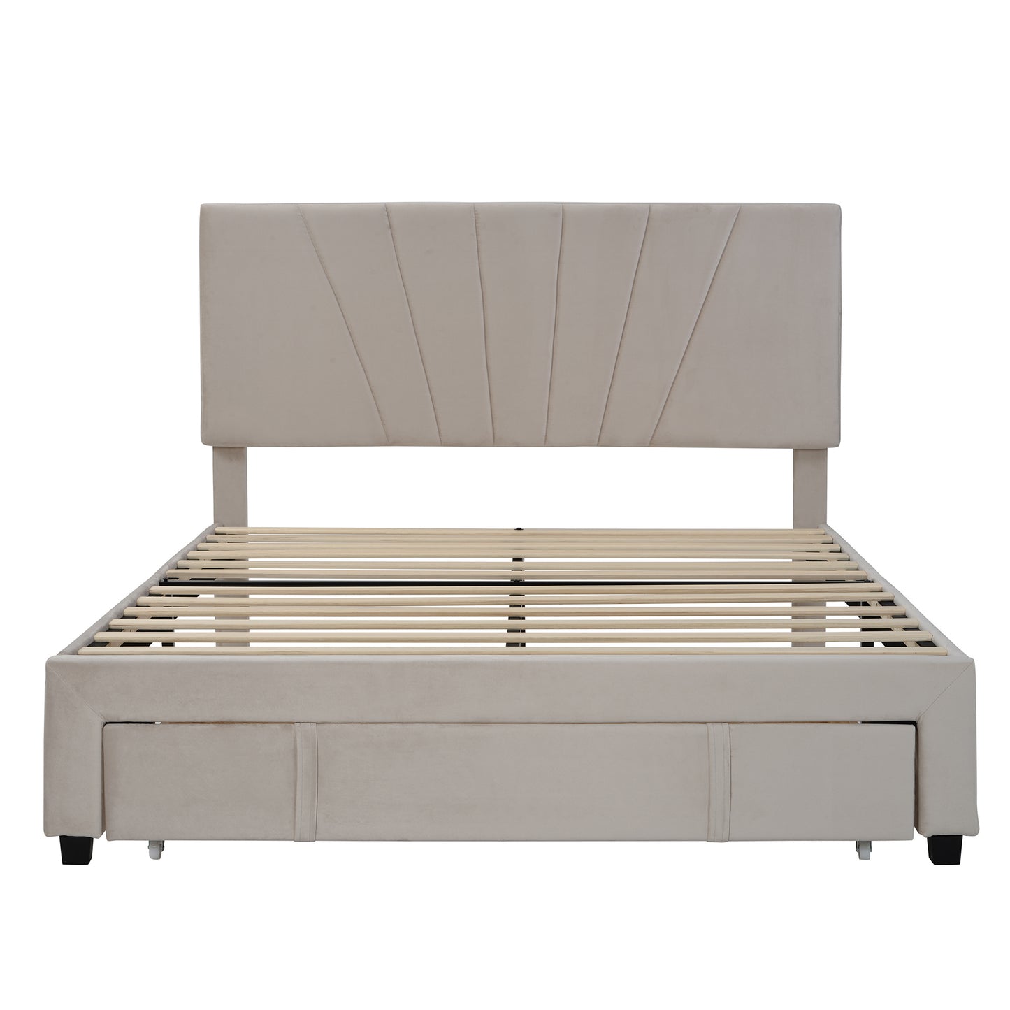 queen size storage bed velvet upholstered platform bed with a big drawer