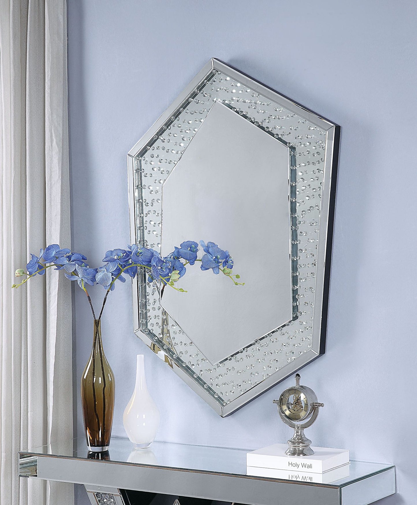 acme nysa wall decor in mirrored & faux crystals
