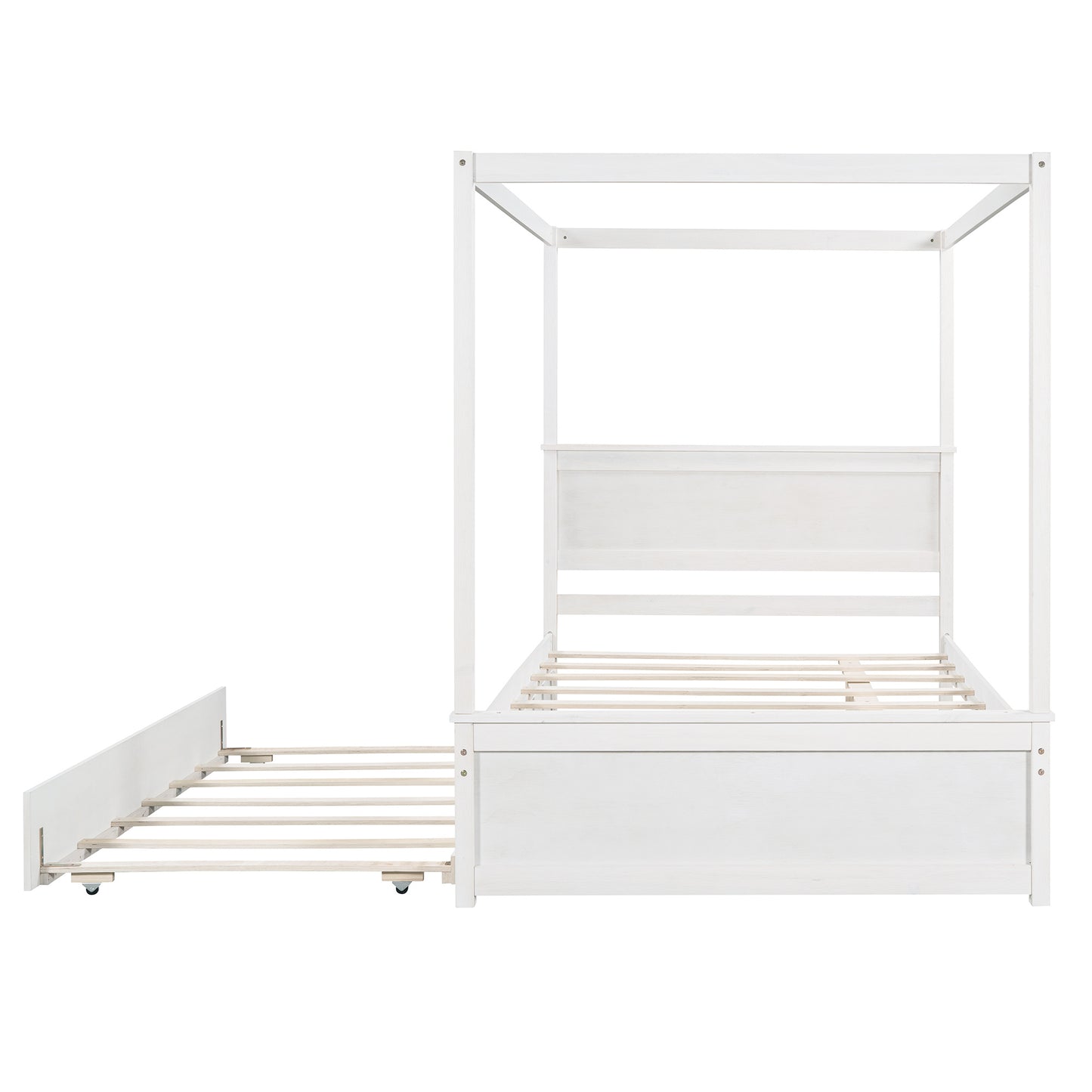 wood canopy bed with trundle