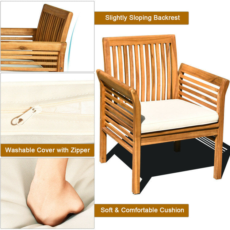 4 pieces outdoor acacia wood sofa furniture set