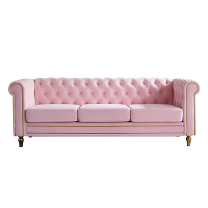 Chesterfield Velvet Sofa, Pink