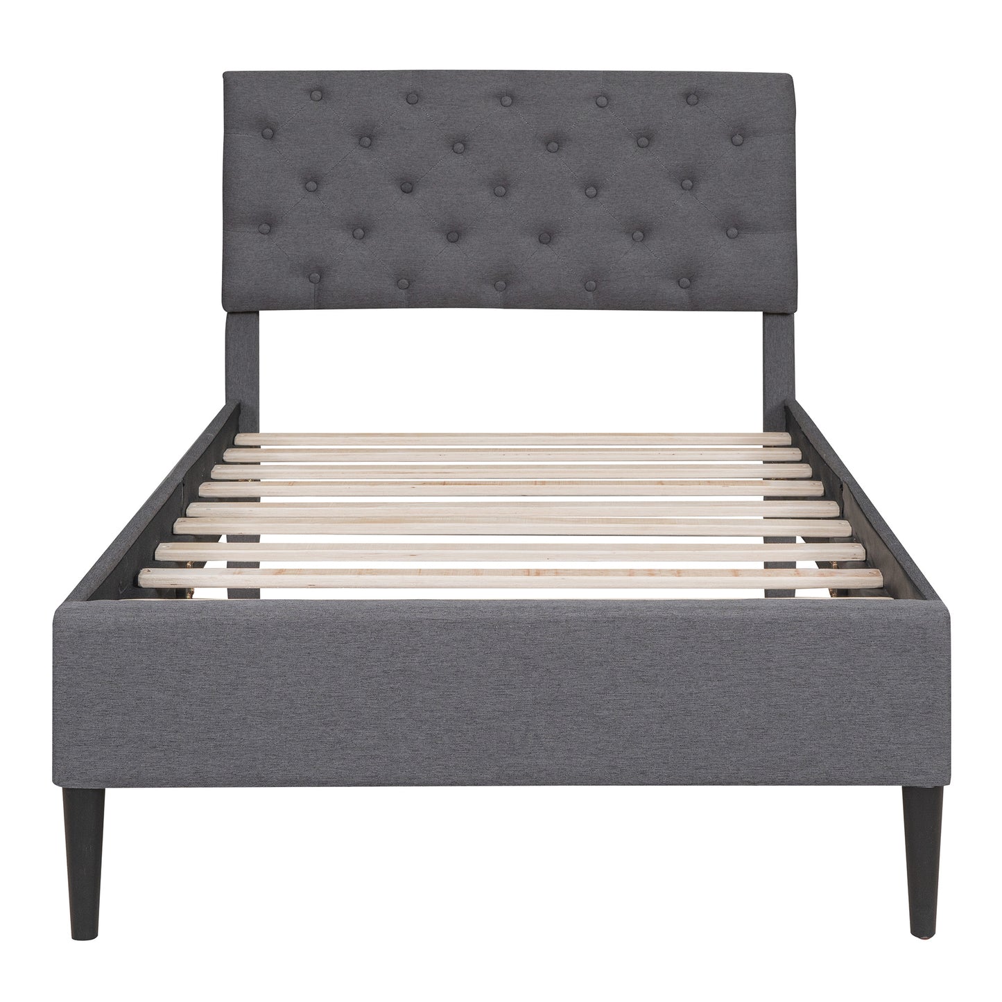 linen upholstered platform bed