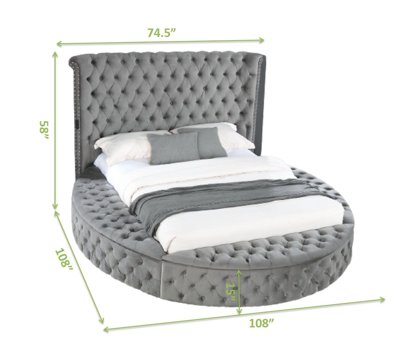 hazel queen size tufted storage bed made with wood in gray