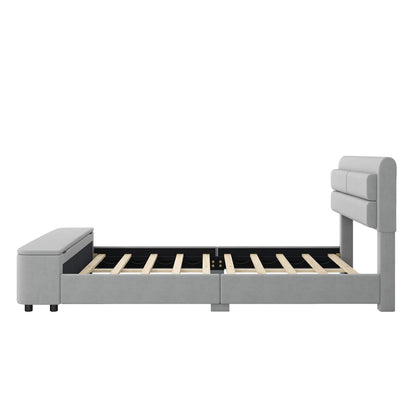 Holly Upholstery Platform Bed with Storage Headboard and Footboard