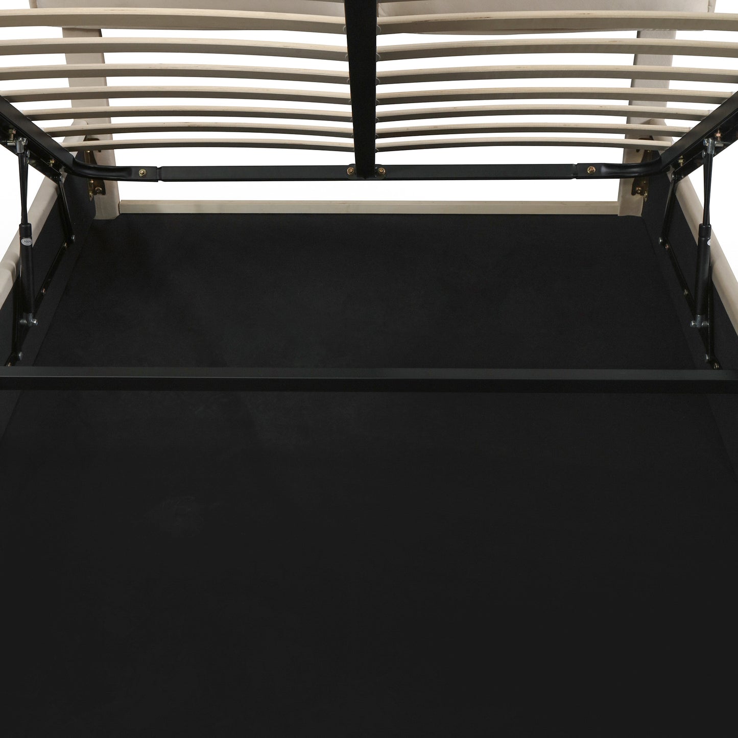 upholstered platform bed with a hydraulic storage system