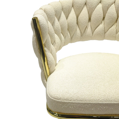 Bar Chair Toweling Woven Bar Stool Set of 4, White