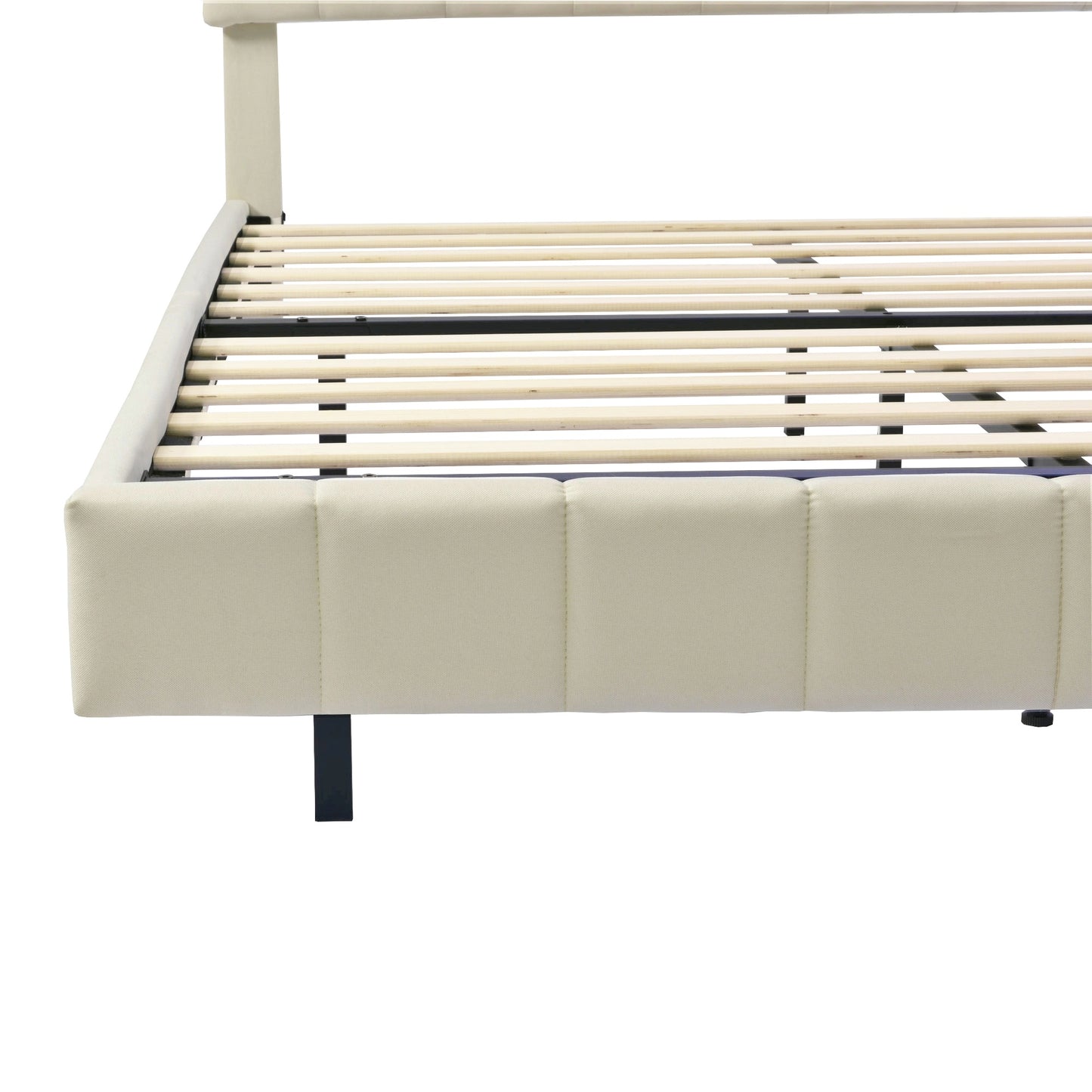 floating bed frame with led lights and usb charging #5