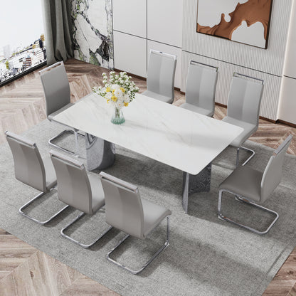 Zara Marble Dining Table, Silver