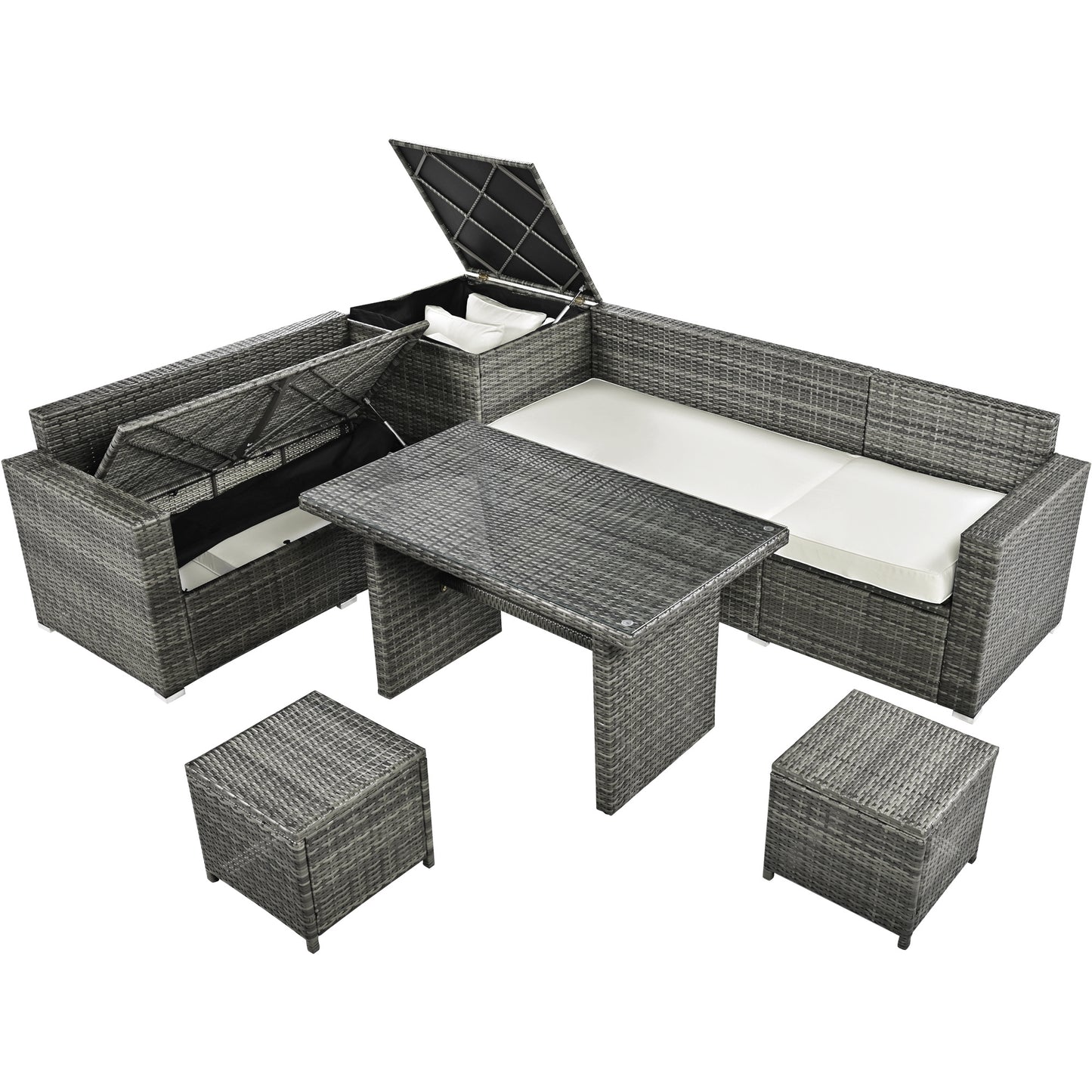 outdoor 6-piece all weather pe rattan sofa set