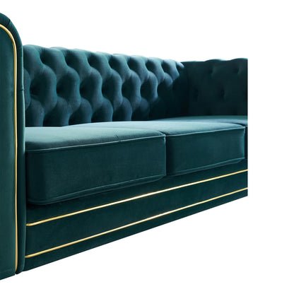 Chesterfield Velvet Sofa, GREEN