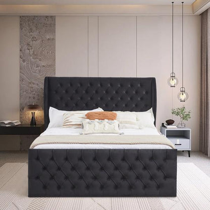 Chesterfield Upholstered Wingback Velvet Bed